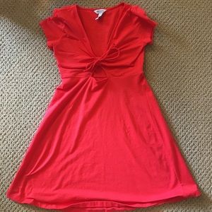 Plain red dress with ties in front